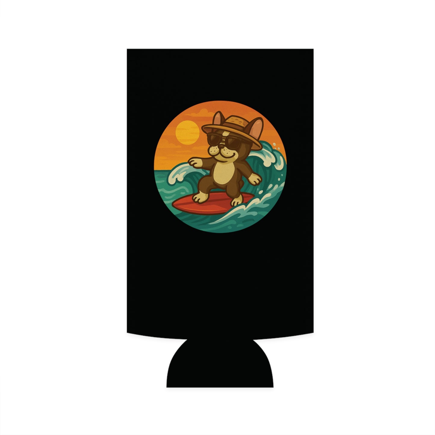Surfer French Bulldog - Skinny Koozie