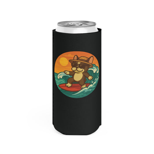 Surfer French Bulldog - Skinny Koozie