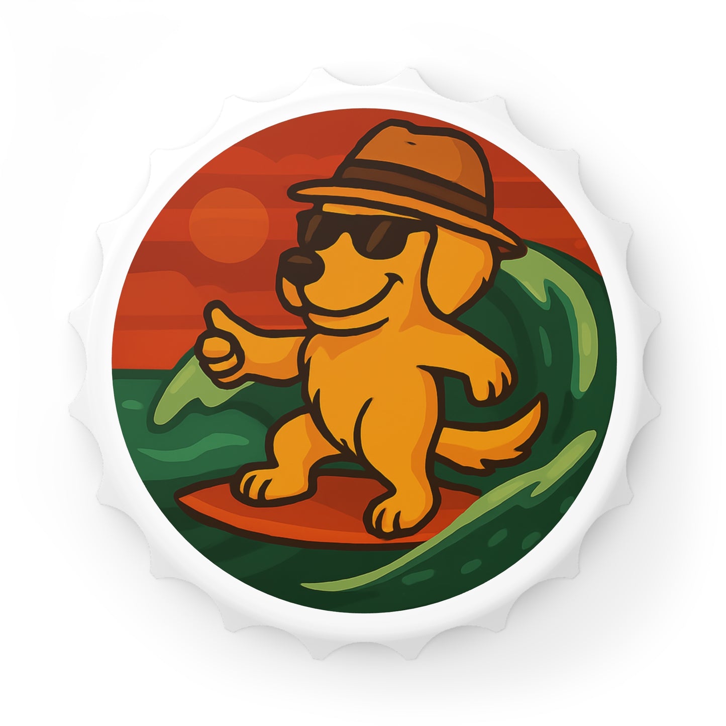 Surfer Golden Retriever - Bottle Opener