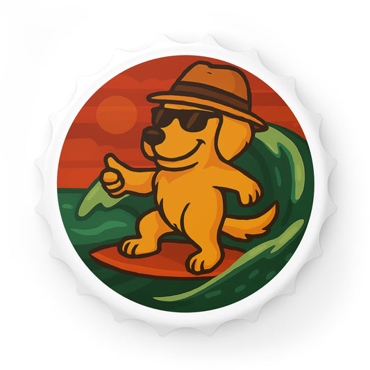 Surfer Golden Retriever - Bottle Opener