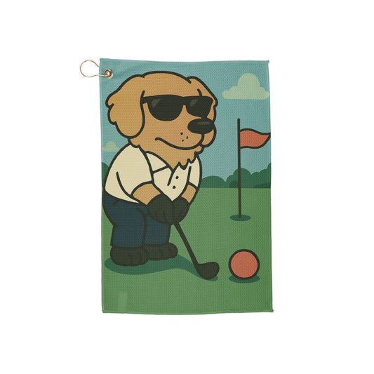 Golfer Golden Retriever - Golf Towel