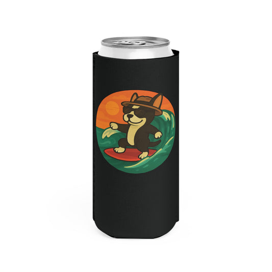 Surfer Boston Terrier - Skinny Koozie