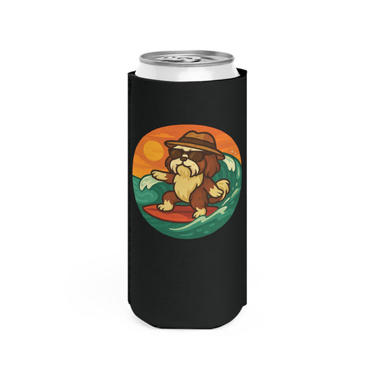 Surfer Shih Tzu - Skinny Koozie