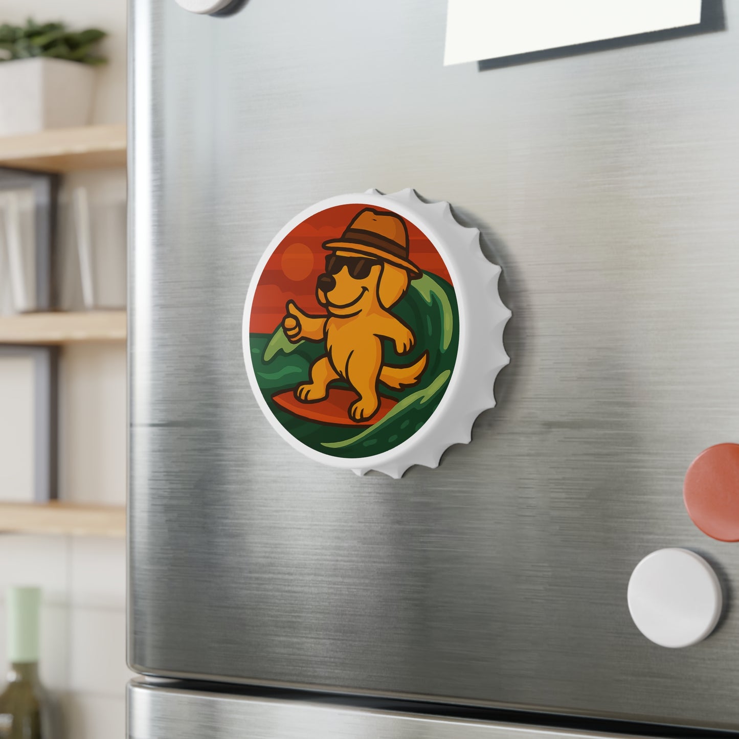Surfer Golden Retriever - Bottle Opener