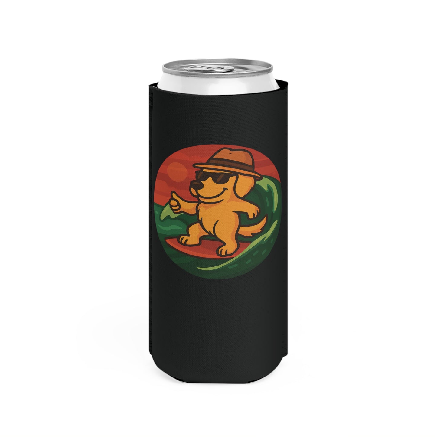Surfer Golden Retriever - Skinny Koozie