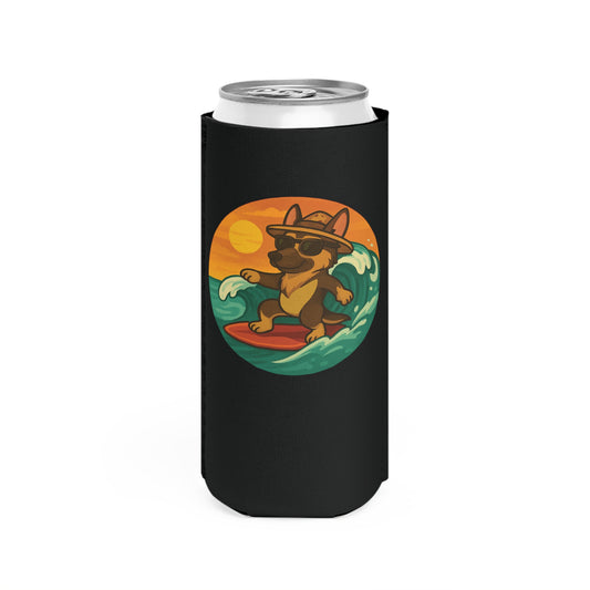 Surfer German Shepherd - Skinny Koozie