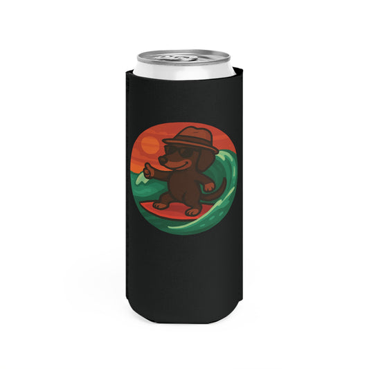 Surfer Dachshund - Skinny Koozie