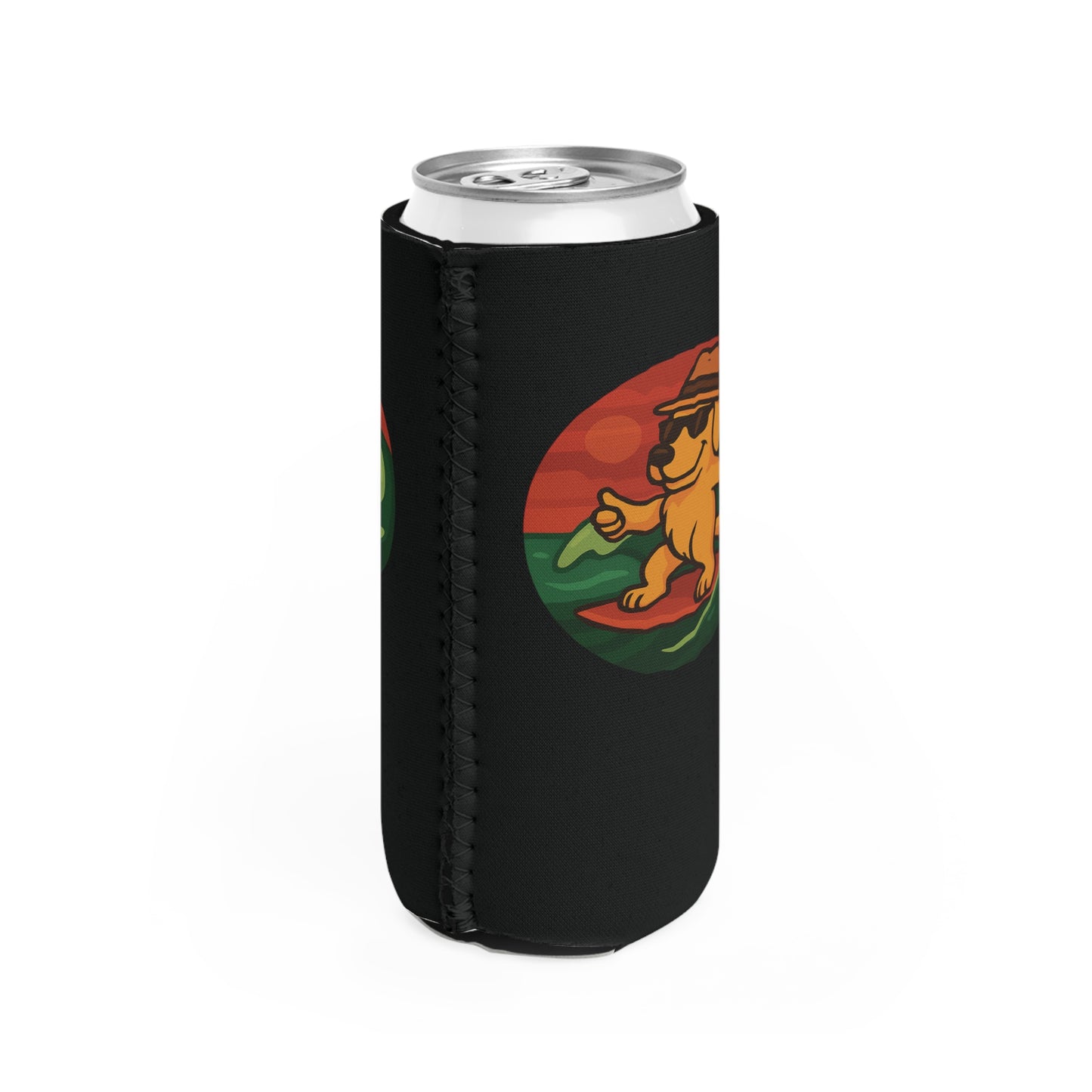 Surfer Golden Retriever - Skinny Koozie
