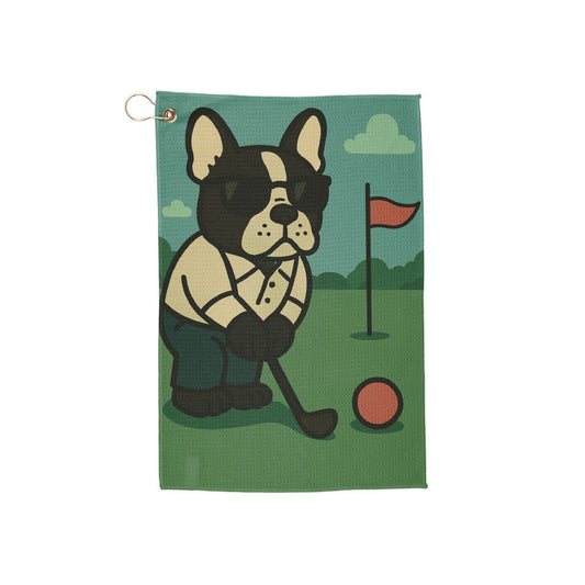 Golfer Boston Terrier - Golf Towel